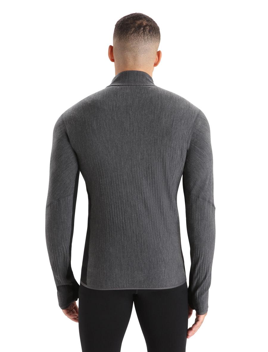 Icebreaker RealFleece™ Merino Descender Long Sleeve Zip Férfi Kabát Fekete | HU 1243XYUF